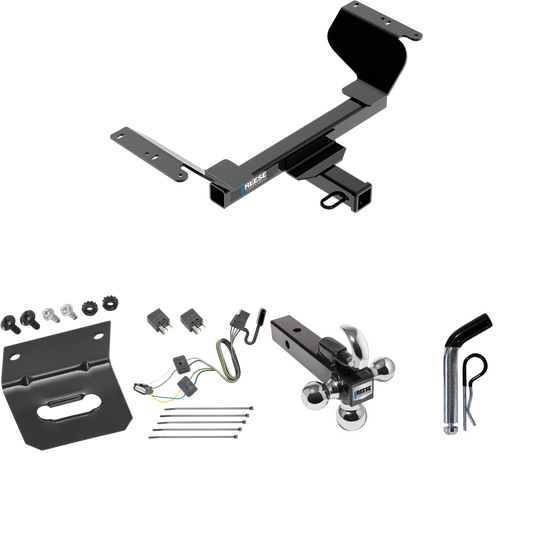 Fits 2018-2021 Chevrolet Equinox Trailer Hitch Tow PKG w/ 4-Flat Wiring Harness + Triple Ball Ball Mount 1-7/8" & 2" & 2-5/16" Trailer Balls w/ Tow Hook + Pin/Clip + Wiring Bracket (Excludes: Premier or Models w/1.6L Diesel Engine Models) By Reese To