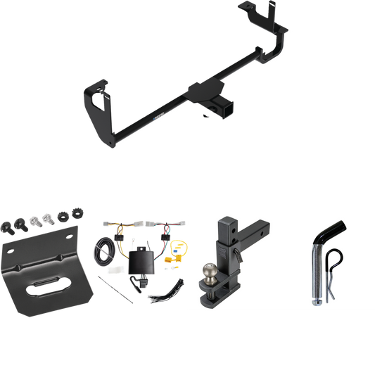 Fits 2019-2022 Lexus UX250h Trailer Hitch Tow PKG w/ 4-Flat Wiring Harness + Adjustable Drop Rise Clevis Hitch Ball Mount w/ 2" Ball + Pin/Clip + Wiring Bracket By Reese Towpower