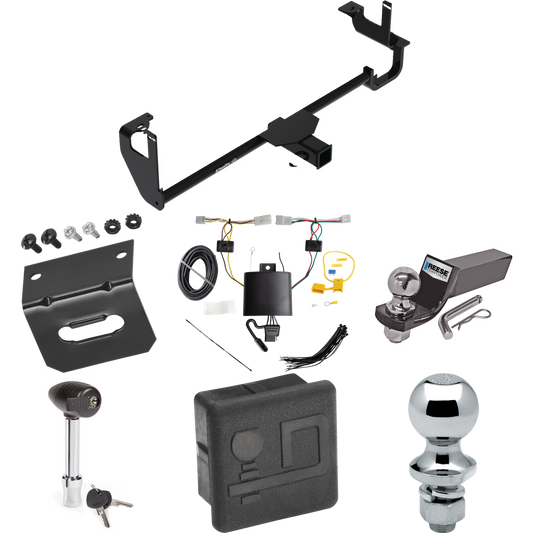 Fits 2019-2022 Lexus UX250h Trailer Hitch Tow PKG w/ 4-Flat Wiring + Starter Kit Ball Mount w/ 2" Drop & 2" Ball + 1-7/8" Ball + Wiring Bracket + Hitch Lock + Hitch Cover By Draw-Tite