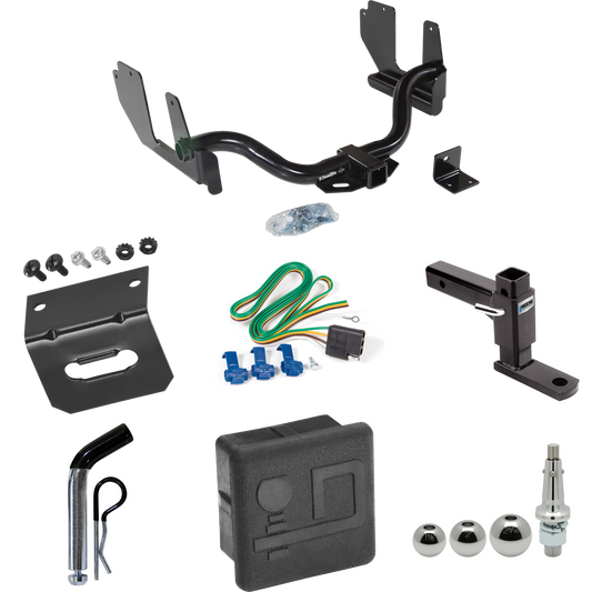 Fits 2006-2006 Lincoln Mark LT Trailer Hitch Tow PKG w/ 4-Flat Wiring + Adjustable Drop Rise Ball Mount + Pin/Clip + Inerchangeable 1-7/8" & 2" & 2-5/16" Balls + Wiring Bracket + Hitch Cover (For (Built Before 8/2005) Models) By Draw-Tite