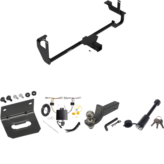 Fits 2019-2022 Lexus UX250h Trailer Hitch Tow PKG w/ 4-Flat Wiring + Interlock Tactical Starter Kit w/ 2" Drop & 2" Ball + Tactical Dogbone Lock + Wiring Bracket By Reese Towpower