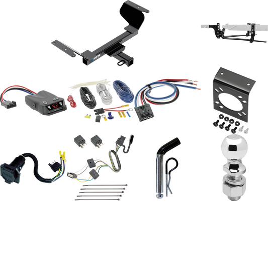 Fits 2018-2021 Chevrolet Equinox Trailer Hitch Tow PKG w/ 8K Round Bar Weight Distribution Hitch w/ 2-5/16" Ball + 2" Ball + Pin/Clip + Tekonsha Brakeman IV Brake Control + Generic BC Wiring Adapter + 7-Way RV Wiring (Excludes: Premier or Models w/1.