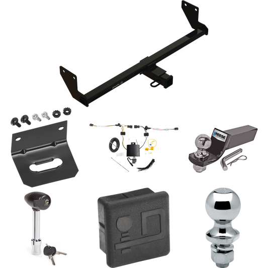 Fits 2021-2023 KIA Seltos Trailer Hitch Tow PKG w/ 4-Flat Wiring + Starter Kit Ball Mount w/ 2" Drop & 2" Ball + 1-7/8" Ball + Wiring Bracket + Hitch Lock + Hitch Cover By Draw-Tite