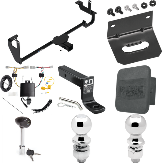 Fits 2019-2022 Lexus UX250h Trailer Hitch Tow PKG w/ 4-Flat Wiring + Ball Mount w/ 4" Drop + 2" Ball + 2-5/16" Ball + Wiring Bracket + Hitch Lock + Hitch Cover By Reese Towpower