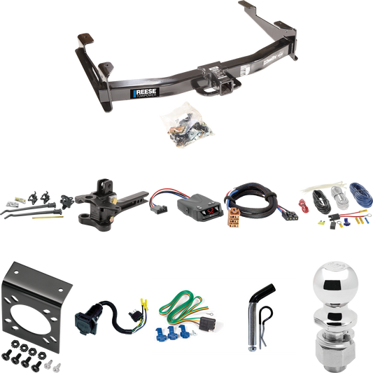 Fits 2001-2002 GMC Sierra 2500 HD Trailer Hitch Tow PKG w/ 17K Trunnion Bar Weight Distribution Hitch + Pin/Clip + 2-5/16" Ball + Tekonsha Brakeman IV Brake Control + Plug & Play BC Adapter + 7-Way RV Wiring By Reese Towpower