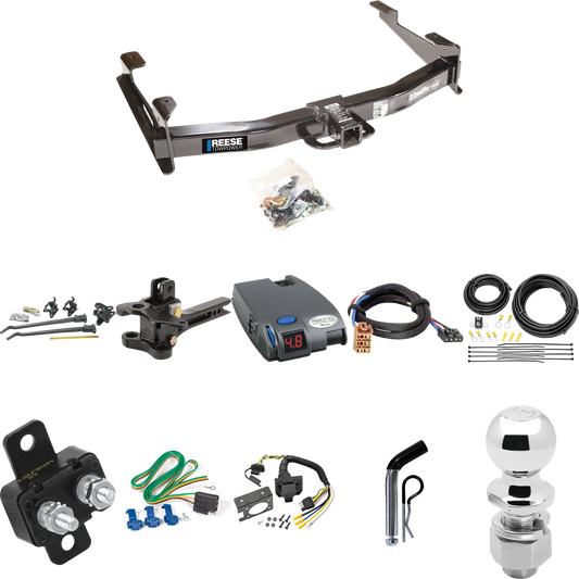 Fits 2001-2002 GMC Sierra 3500 Trailer Hitch Tow PKG w/ 17K Trunnion Bar Weight Distribution Hitch + Pin/Clip + 2-5/16" Ball + Tekonsha Primus IQ Brake Control + Plug & Play BC Adapter + 7-Way RV Wiring By Reese Towpower