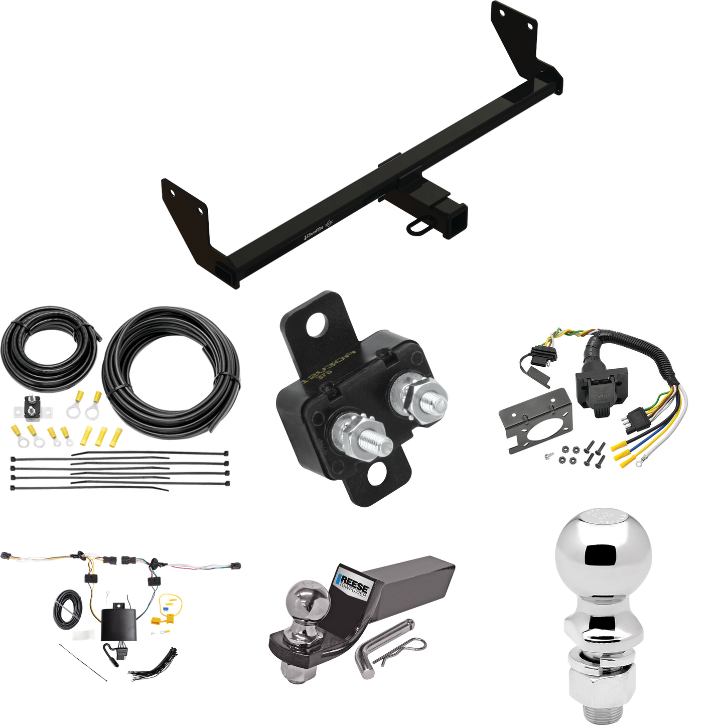 Fits 2021-2023 KIA Seltos Trailer Hitch Tow PKG w/ 7-Way RV Wiring + 2" & 2-5/16" Ball + Drop Mount By Draw-Tite