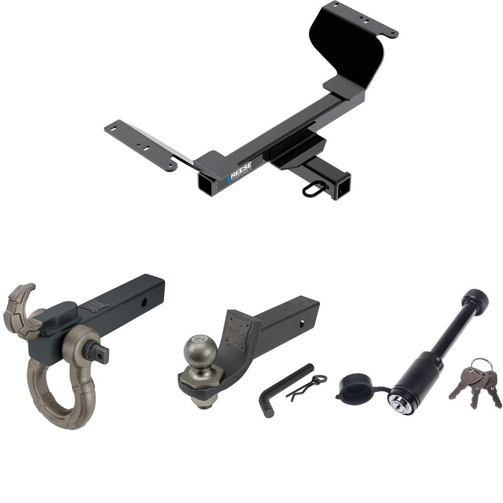 Fits 2018-2021 Chevrolet Equinox Trailer Hitch Tow PKG + Interlock Tactical Starter Kit w/ 2" Drop & 2" Ball + Tactical Hook & Shackle Mount + Tactical Dogbone Lock (Excludes: Premier or Models w/1.6L Diesel Engine Models) By Reese Towpower