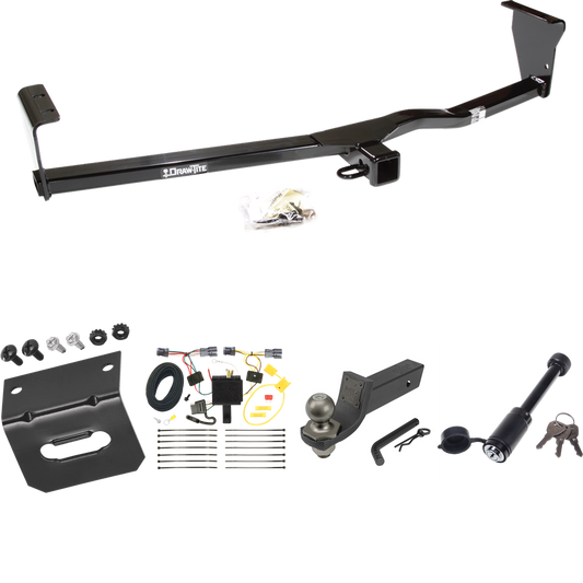 Fits 2011-2013 KIA Sorento Trailer Hitch Tow PKG w/ 4-Flat Wiring + Interlock Tactical Starter Kit w/ 2" Drop & 2" Ball + Tactical Dogbone Lock + Wiring Bracket (For LX, w/I4 Engine Models) By Draw-Tite