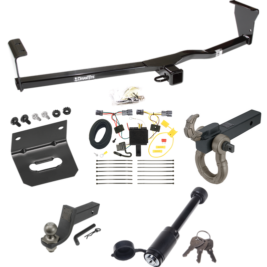 Fits 2011-2013 KIA Sorento Trailer Hitch Tow PKG w/ 4-Flat Wiring + Interlock Tactical Starter Kit w/ 3-1/4" Drop & 2" Ball + Tactical Hook & Shackle Mount + Tactical Dogbone Lock + Wiring Bracket (For EX, w/V6 Engine, Except w/Factory Tow Package Mo