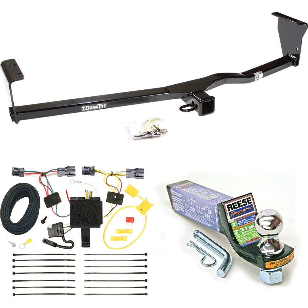 Fits 2011-2013 KIA Sorento Trailer Hitch Tow PKG w/ 4-Flat Wiring + Starter Kit Ball Mount w/ 2" Drop & 1-7/8" Ball (For Base, w/I4 Engine Models) By Draw-Tite