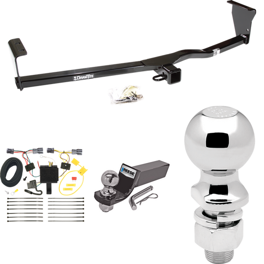 Fits 2011-2013 KIA Sorento Trailer Hitch Tow PKG w/ 4-Flat Wiring + Starter Kit Ball Mount w/ 2" Drop & 2" Ball + 2-5/16" Ball (For EX, w/I4 Engine Models) By Draw-Tite