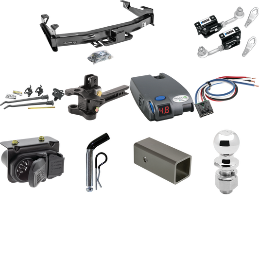 Fits 2007-2010 GMC Sierra 2500 HD Trailer Hitch Tow PKG w/ 17K Trunnion Bar Weight Distribution Hitch + Pin/Clip + Dual Cam Sway Control + 2-5/16" Ball + Tekonsha Primus IQ Brake Control + Generic BC Wiring Adapter + 7-Way RV Wiring By Draw-Tite