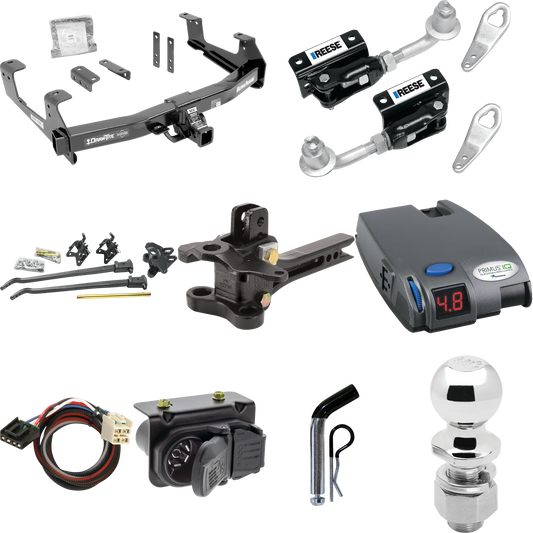 Fits 2015-2019 Chevrolet Silverado 3500 HD Trailer Hitch Tow PKG w/ 17K Trunnion Bar Weight Distribution Hitch + Pin/Clip + Dual Cam Sway Control + 2-5/16" Ball + Tekonsha Primus IQ Brake Control + Plug & Play BC Adapter + 7-Way RV Wiring By Draw-Tit