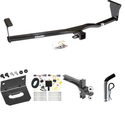 Fits 2011-2013 KIA Sorento Trailer Hitch Tow PKG w/ 4-Flat Wiring Harness + Dual Adjustable Drop Rise Ball Ball Mount 2" & 2-5/16" Trailer Balls + Pin/Clip + Wiring Bracket (For EX, w/V6 Engine, Except w/Factory Tow Package Models) By Draw-Tite