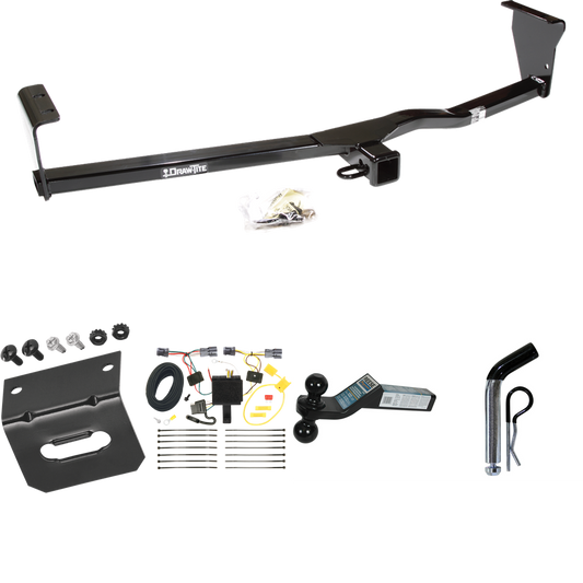 Fits 2011-2013 KIA Sorento Trailer Hitch Tow PKG w/ 4-Flat Wiring Harness + Dual Ball Ball Mount 2" & 2-5/16" Trailer Balls + Pin/Clip +  Wiring Bracket (For EX, w/I4 Engine Models) By Draw-Tite