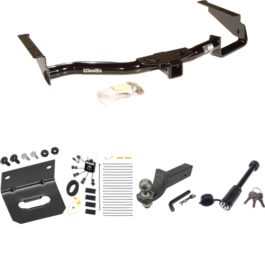 Fits 2006-2008 Lexus RX400h Trailer Hitch Tow PKG w/ 4-Flat Zero Contact "No Splice" Wiring + Interlock Tactical Starter Kit w/ 2" Drop & 2" Ball + Tactical Dogbone Lock + Wiring Bracket By Draw-Tite