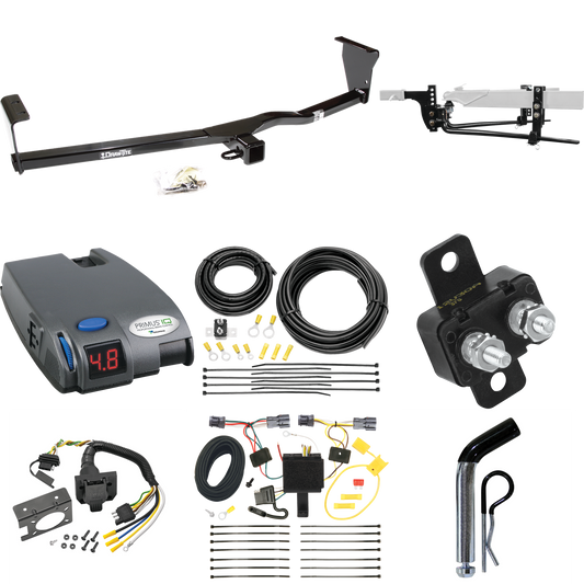 Fits 2011-2013 KIA Sorento Trailer Hitch Tow PKG w/ 6K Round Bar Weight Distribution Hitch w/ 2-5/16" Ball + Pin/Clip + Tekonsha Primus IQ Brake Control + 7-Way RV Wiring (For LX, w/V6 Engine Models) By Draw-Tite