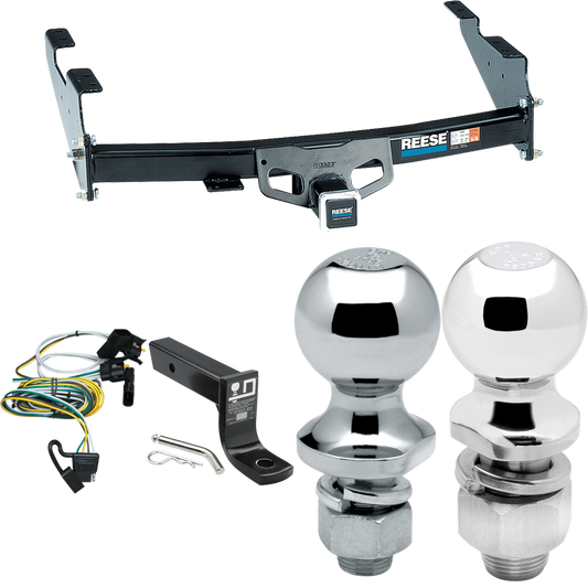 Fits 1997-2003 Ford F-150 Trailer Hitch Tow PKG w/ 4-Flat Wiring + Ball Mount w/ 4" Drop + 2" Ball + 1-7/8" Ball (For Flareside Models) By Reese Towpower