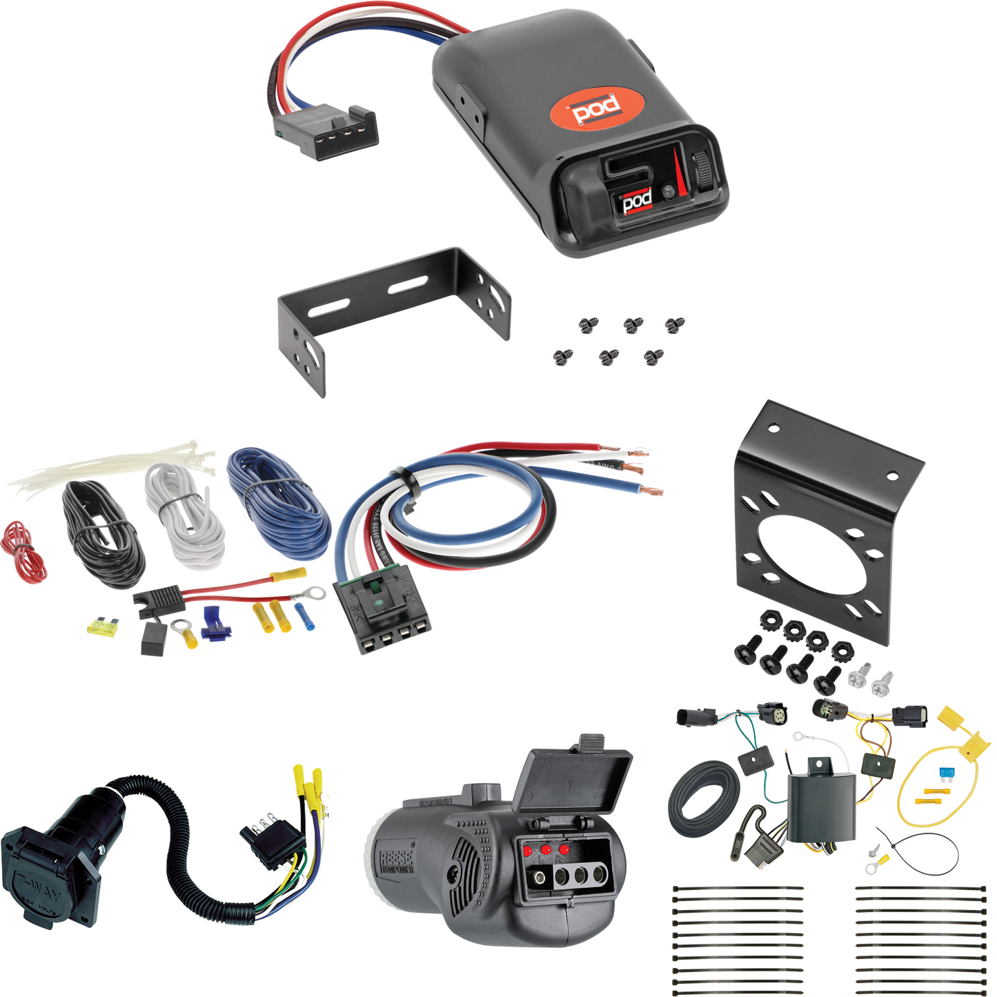 Fits 2018-2021 Chevrolet Equinox 7-Way RV Wiring + Pro Series POD Brake Control + Generic BC Wiring Adapter + 2 in 1 Tester & 7-Way to 4-Way Adapter (For Premier Models) By Tekonsha