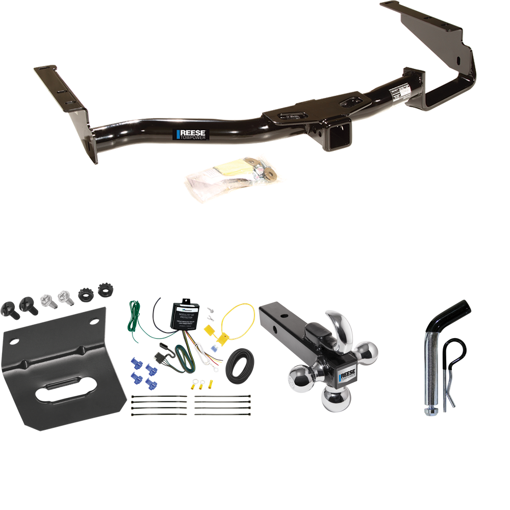 Fits 2006-2008 Lexus RX400h Trailer Hitch Tow PKG w/ 4-Flat Wiring Harness + Triple Ball Ball Mount 1-7/8" & 2" & 2-5/16" Trailer Balls w/ Tow Hook + Pin/Clip + Wiring Bracket By Reese Towpower