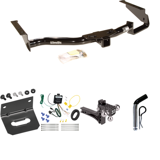 Fits 2006-2008 Lexus RX400h Trailer Hitch Tow PKG w/ 4-Flat Wiring Harness + Adjustable Drop Rise Triple Ball Ball Mount 1-7/8" & 2" & 2-5/16" Trailer Balls + Pin/Clip + Wiring Bracket By Draw-Tite