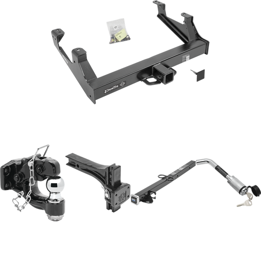 Se adapta al paquete de enganche de remolque GMC Sierra 3500 HD 2015-2019 con adaptador de 2-1/2" a 2" Longitud de 24" + Placa de montaje de gancho de pivote ajustable + Gancho de pivote y combinación de bola de 2" + Bloqueo de enganche de Draw-Tite