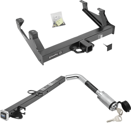 Fits 2015-2019 Chevrolet Silverado 2500 HD Trailer Hitch Tow PKG w/ 2-1/2" to 2" Adapter 24" Length + Hitch Lock By Draw-Tite