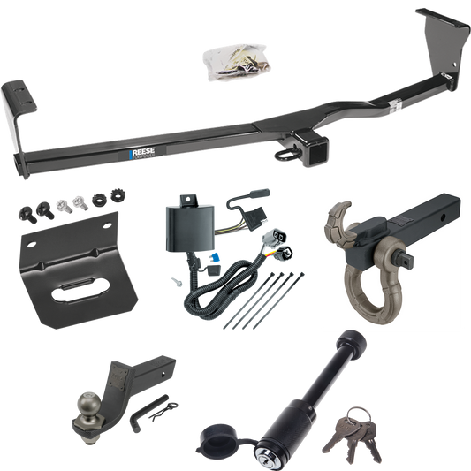 Fits 2011-2013 KIA Sorento Trailer Hitch Tow PKG w/ 4-Flat Wiring + Interlock Tactical Starter Kit w/ 3-1/4" Drop & 2" Ball + Tactical Hook & Shackle Mount + Tactical Dogbone Lock + Wiring Bracket (For SX, w/V6 Engine Models) By Reese Towpower