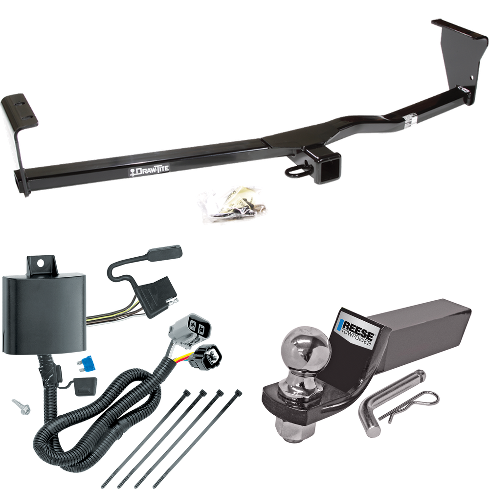 Fits 2011-2013 KIA Sorento Trailer Hitch Tow PKG w/ 4-Flat Wiring + Starter Kit Ball Mount w/ 2" Drop & 2" Ball (For EX, w/V6 Engine, w/Factory Tow Package Models) By Draw-Tite