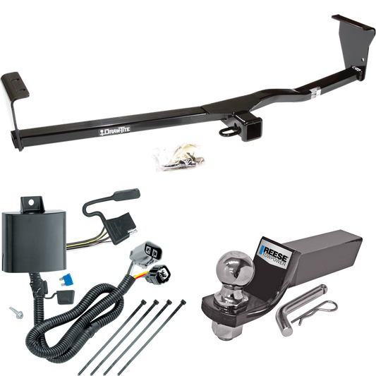 Fits 2011-2013 KIA Sorento Trailer Hitch Tow PKG w/ 4-Flat Wiring + Starter Kit Ball Mount w/ 2" Drop & 2" Ball (For EX, w/V6 Engine, w/Factory Tow Package Models) By Draw-Tite