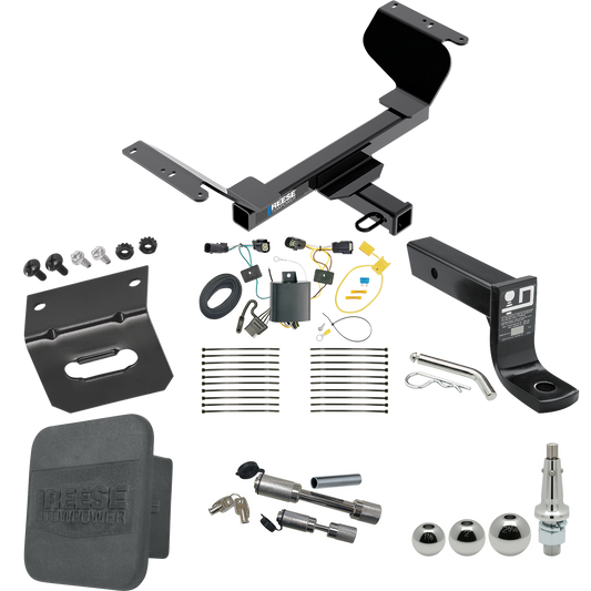 Fits 2018-2021 Chevrolet Equinox Trailer Hitch Tow PKG w/ 4-Flat Wiring + Ball Mount w/ 4" Drop + Interchangeable Ball 1-7/8" & 2" & 2-5/16" + Wiring Bracket + Dual Hitch & Coupler Locks + Hitch Cover (For Premier, Except Models w/1.6L Diesel Engine