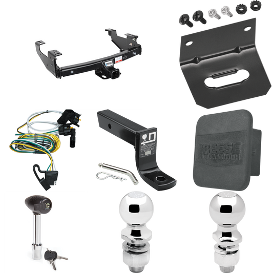 Fits 1997-2003 Ford F-150 Trailer Hitch Tow PKG w/ 4-Flat Wiring + Ball Mount w/ 4" Drop + 2" Ball + 2-5/16" Ball + Wiring Bracket + Hitch Lock + Hitch Cover (For Flareside Models) By Reese Towpower