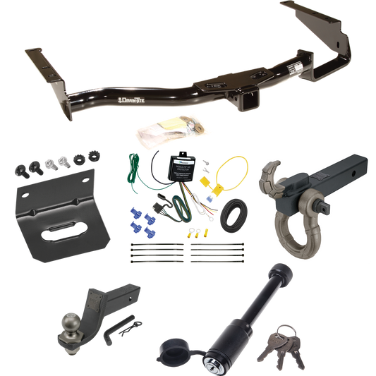 Fits 2006-2008 Lexus RX400h Trailer Hitch Tow PKG w/ 4-Flat Wiring + Interlock Tactical Starter Kit w/ 3-1/4" Drop & 2" Ball + Tactical Hook & Shackle Mount + Tactical Dogbone Lock + Wiring Bracket By Draw-Tite