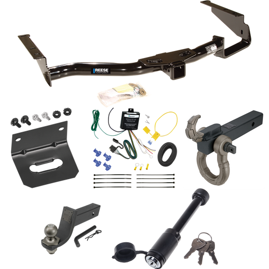 Fits 2006-2008 Lexus RX400h Trailer Hitch Tow PKG w/ 4-Flat Wiring + Interlock Tactical Starter Kit w/ 3-1/4" Drop & 2" Ball + Tactical Hook & Shackle Mount + Tactical Dogbone Lock + Wiring Bracket By Reese Towpower