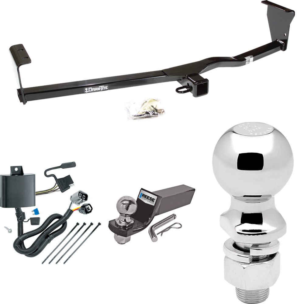 Fits 2011-2013 KIA Sorento Trailer Hitch Tow PKG w/ 4-Flat Wiring + Starter Kit Ball Mount w/ 2" Drop & 2" Ball + 2-5/16" Ball (For EX, w/V6 Engine, w/Factory Tow Package Models) By Draw-Tite