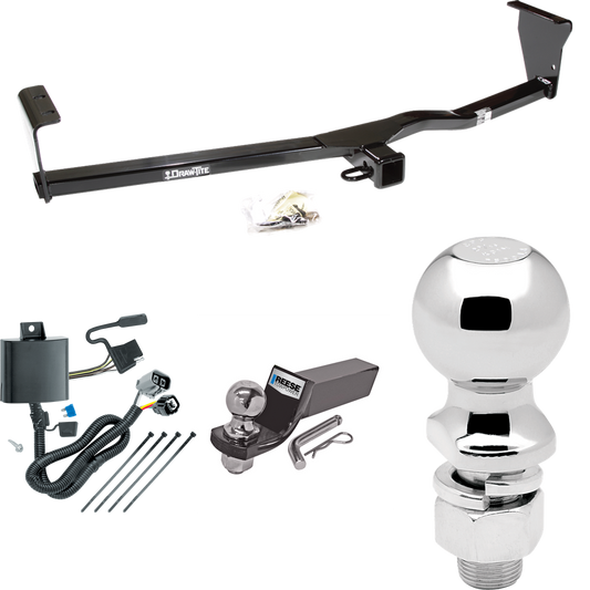 Fits 2011-2013 KIA Sorento Trailer Hitch Tow PKG w/ 4-Flat Wiring + Starter Kit Ball Mount w/ 2" Drop & 2" Ball + 2-5/16" Ball (For EX, w/V6 Engine, w/Factory Tow Package Models) By Draw-Tite