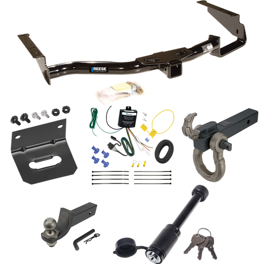 Fits 2006-2008 Lexus RX400h Trailer Hitch Tow PKG w/ 4-Flat Wiring + Interlock Tactical Starter Kit w/ 2" Drop & 2" Ball + Tactical Hook & Shackle Mount + Tactical Dogbone Lock + Wiring Bracket By Reese Towpower