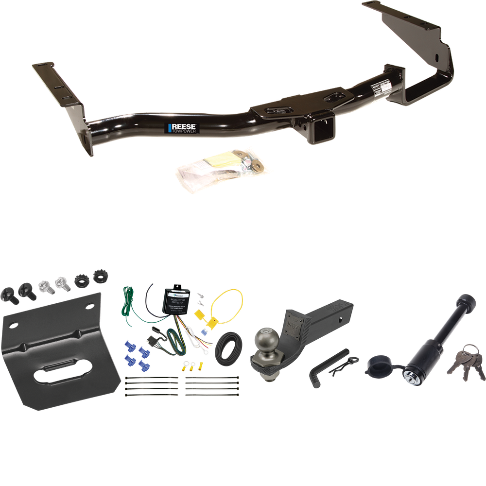 Fits 2006-2008 Lexus RX400h Trailer Hitch Tow PKG w/ 4-Flat Wiring + Interlock Tactical Starter Kit w/ 2" Drop & 2" Ball + Tactical Dogbone Lock + Wiring Bracket By Reese Towpower