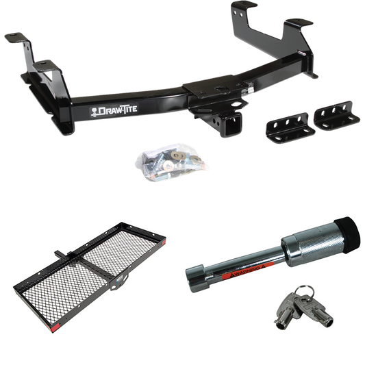 Fits 2011-2014 Chevrolet Silverado 2500 HD Trailer Hitch Tow PKG w/ 48" x 20" Cargo Carrier + Hitch Lock By Draw-Tite