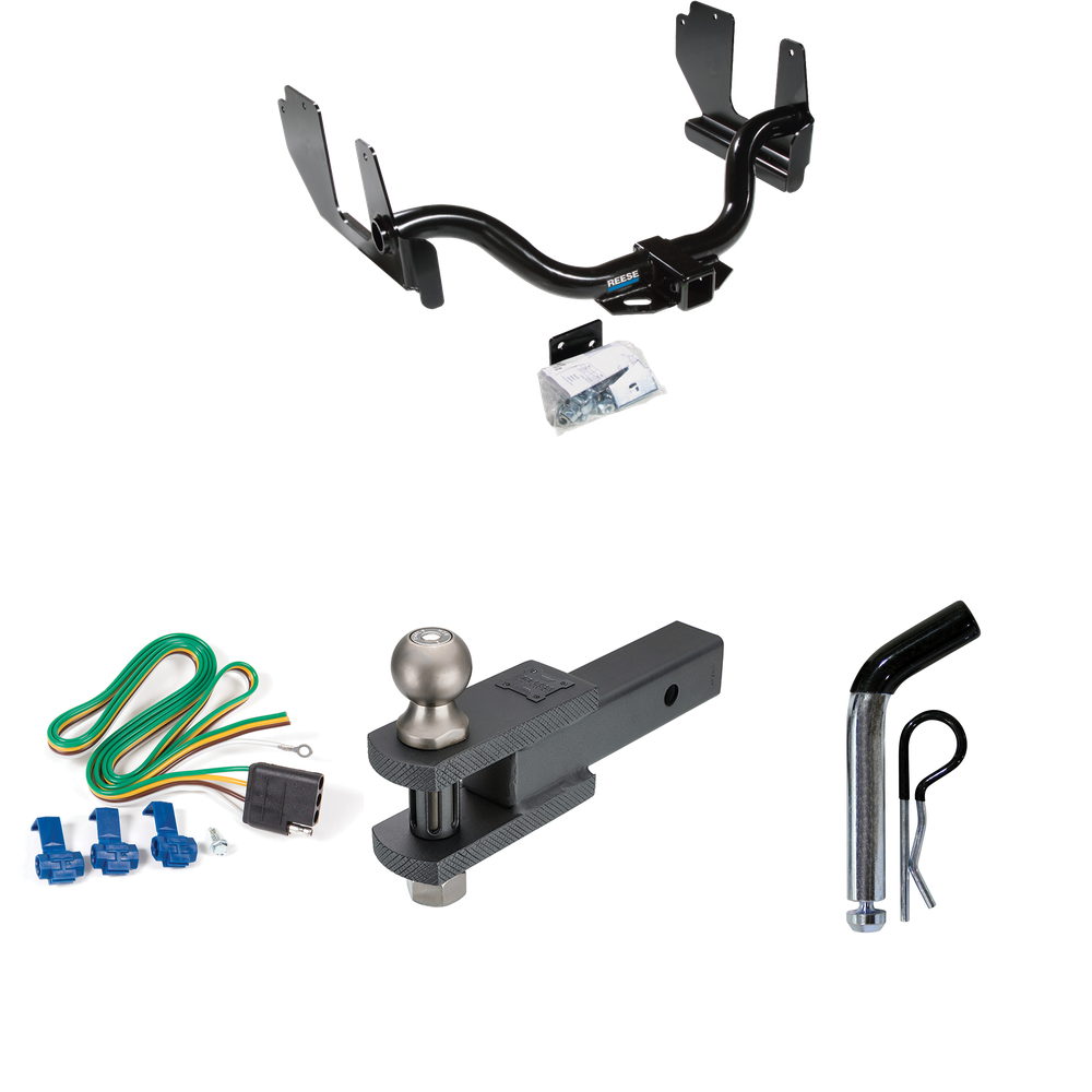 Fits 2004-2005 Ford F-150 Trailer Hitch Tow PKG w/ 4-Flat Wiring + Clevis Hitch Ball Mount w/ 2" Ball + Pin/Clip By Reese Towpower