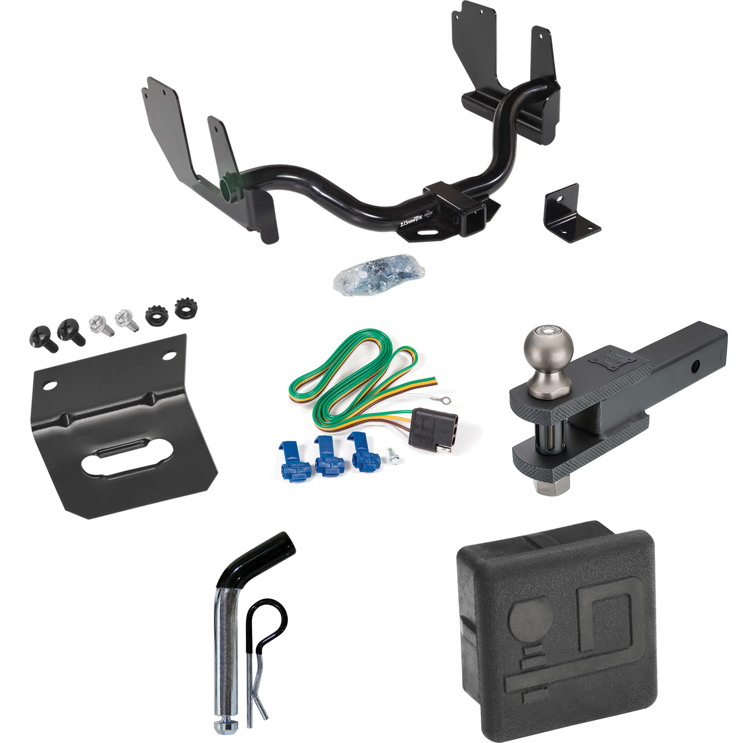 Fits 2006-2006 Lincoln Mark LT Trailer Hitch Tow PKG w/ 4-Flat Wiring + Clevis Hitch Ball Mount w/ 2" Ball + Pin/Clip + Wiring Bracket + Hitch Cover (For (Built Before 8/2005) Models) By Draw-Tite