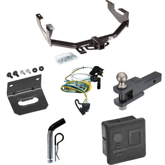 Fits 2000-2003 Ford F-150 Trailer Hitch Tow PKG w/ 4-Flat Wiring + Clevis Hitch Ball Mount w/ 2" Ball + Pin/Clip + Wiring Bracket + Hitch Cover (For SuperCrew Models) By Draw-Tite