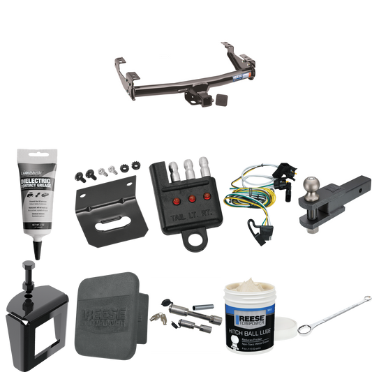 Fits 1997-2003 Ford F-150 Trailer Hitch Tow PKG w/ 4-Flat Wiring + Clevis Hitch Ball Mount w/ 2" Ball + Wiring Bracket + Hitch Cover + Dual Hitch & Coupler Locks + Wiring Tester + Ball Lube + Electric Grease + Ball Wrench + Anti Rattle Device (For Fl