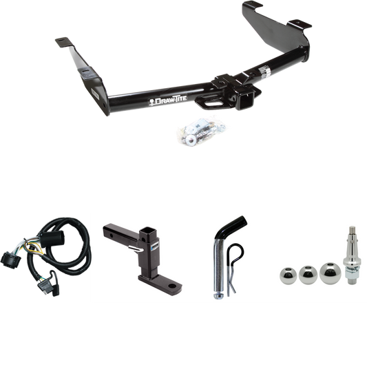 Se adapta al paquete de enganche de remolque Chevrolet Silverado 2500 HD 2007-2010 con 4 cables planos + soporte de bola ajustable + pasador/clip + bolas intercambiables de 1-7/8" y 2" y 2-5/16" por sorteo. tite