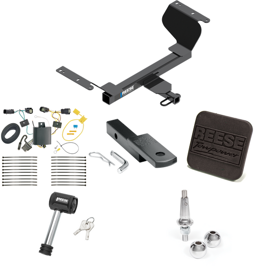 Fits 2018-2021 Chevrolet Equinox Trailer Hitch Tow PKG w/ 4-Flat Wiring Harness + Draw-Bar + Interchangeable 1-7/8" & 2" Balls + Hitch Cover + Hitch Lock (For Premier, Except Models w/1.6L Diesel Engine Models) By Reese Towpower