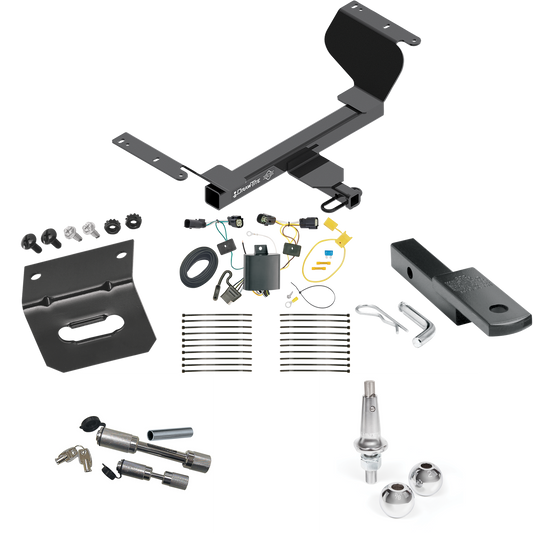 Fits 2018-2021 Chevrolet Equinox Trailer Hitch Tow PKG w/ 4-Flat Wiring Harness + Draw-Bar + Interchangeable 1-7/8" & 2" Balls + Wiring Bracket + Dual Hitch & Coupler Locks (For Premier, Except Models w/1.6L Diesel Engine Models) By Draw-Tite