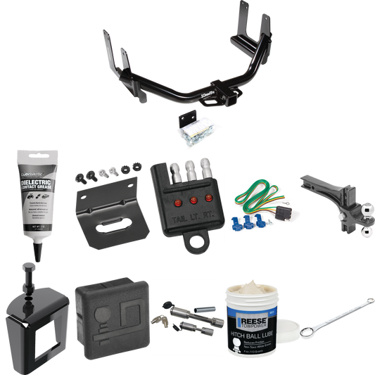 Fits 2006-2006 Lincoln Mark LT Trailer Hitch Tow PKG w/ 4-Flat Wiring + Dual Adjustable Drop Rise Ball Ball Mount 2" & 2-5/16" Trailer Balls + Wiring Bracket + Hitch Cover + Dual Hitch & Coupler Locks + Wiring Tester + Ball Lube + Electric Grease + B