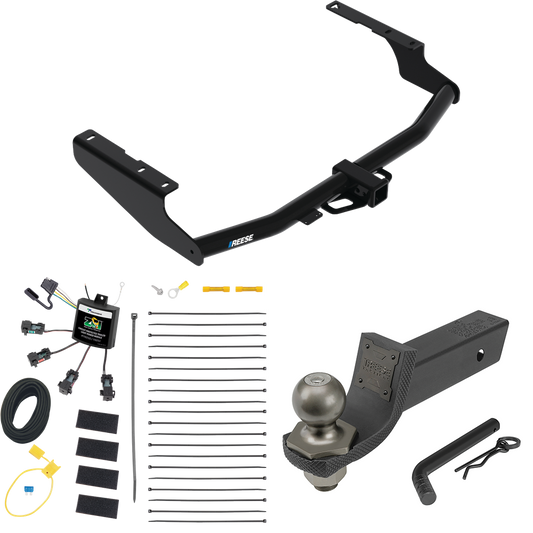 Fits 2018-2021 Lexus RX350L Trailer Hitch Tow PKG w/ 4-Flat Zero Contact "No Splice" Wiring + Interlock Tactical Starter Kit w/ 2" Drop & 2" Ball By Reese Towpower