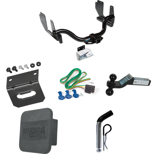 Fits 2004-2005 Ford F-150 Trailer Hitch Tow PKG w/ 4-Flat Wiring + Dual Ball Ball Mount 2" & 2-5/16" Trailer Balls + Pin/Clip + Wiring Bracket + Hitch Cover By Reese Towpower